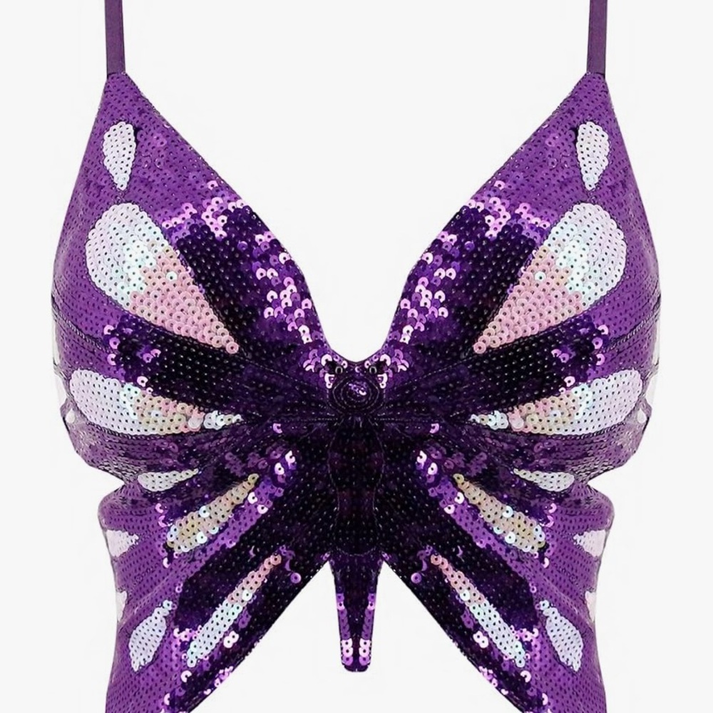 Purple Sequin Butterfly Top